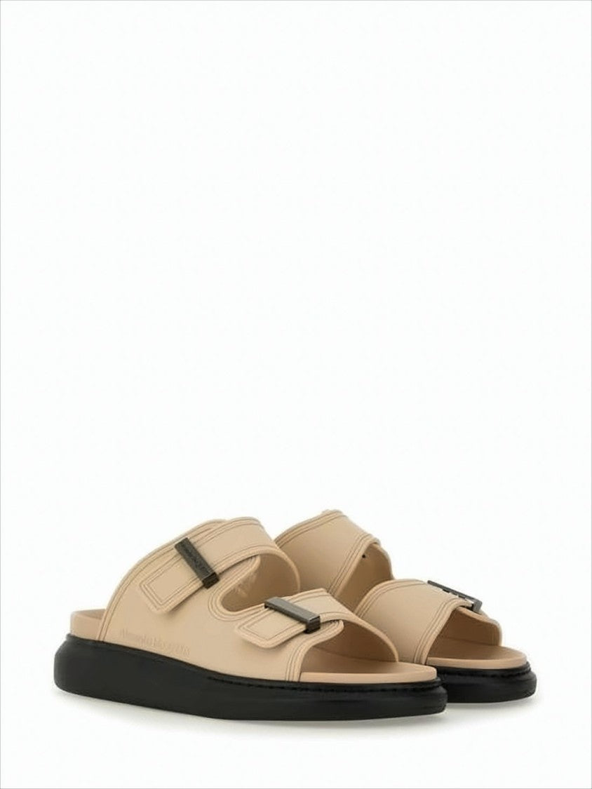 Alexander Mcqueen Minimalist Mules With Adjustable Straps And Rubber Sole