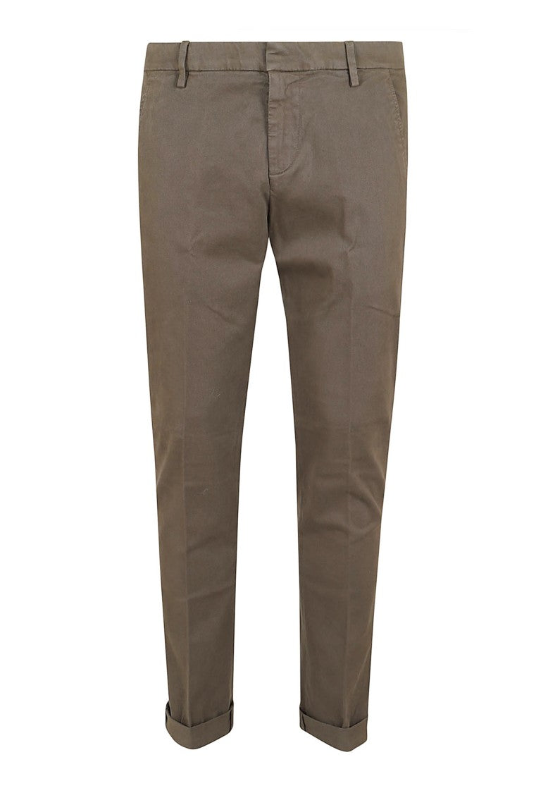 Dondup Low-Rise Brown Stretch Cotton Trousers With Tailored Fit