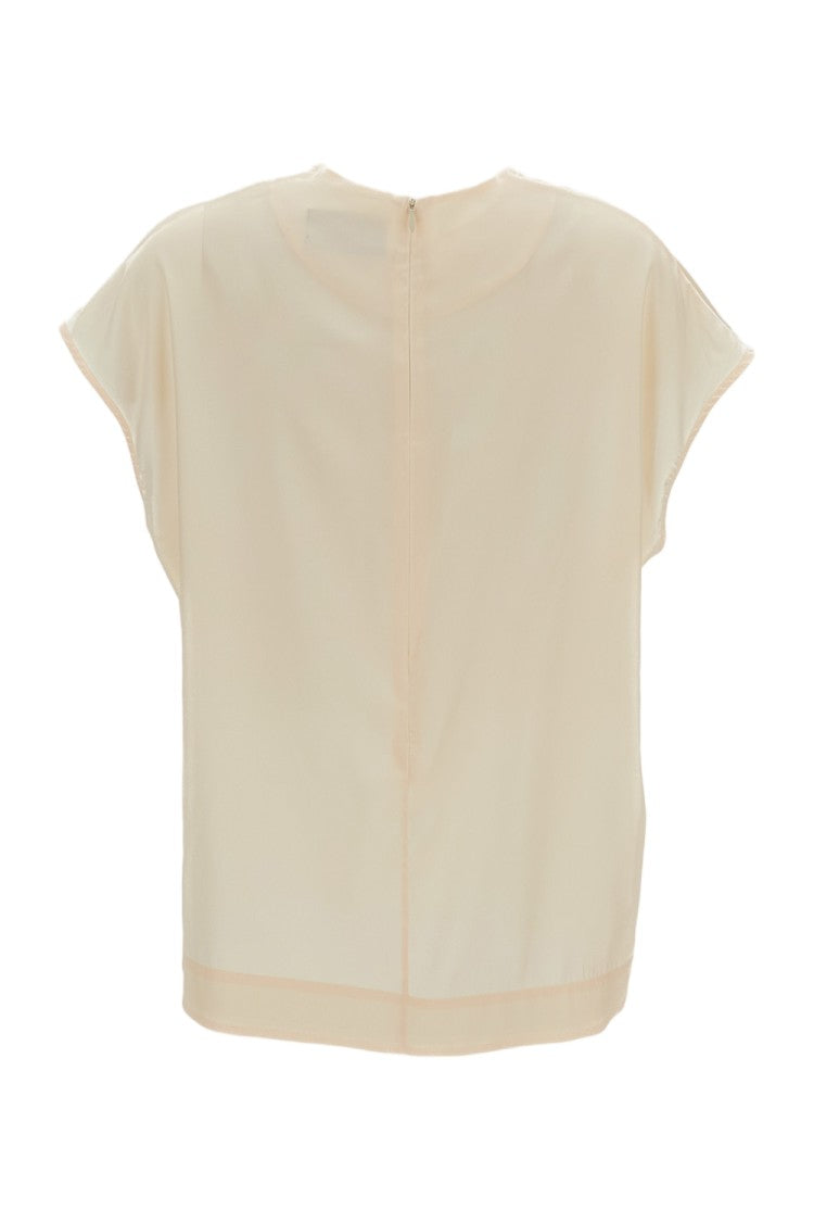 Simone Rocha Cream Poppy Motif Smock Satin Blouse