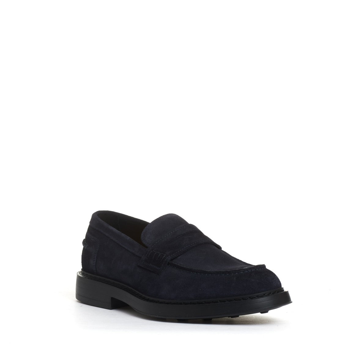 Doucal's Blue Suede Moccasin With Rubber Sole