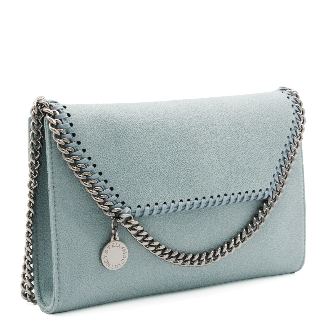 Stella Mccartney Light Blue Faux Leather Falabella Shoulder Bag With Chain Strap