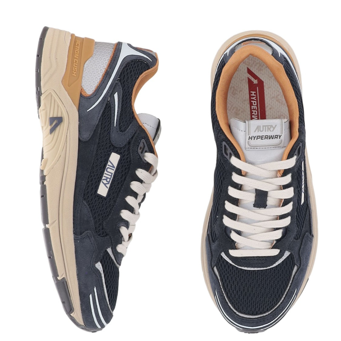 Autry Multi-Material Front Lacing Sneakers With Cushioned Sole