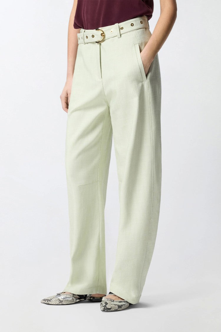Pinko Green Lexy Wide-Leg Self-Belt Viscose-Blend Wide-Leg Pants