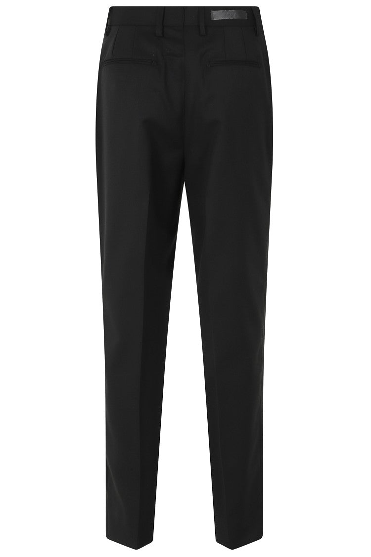 Briglia Black Hidden Closure Wool-Blend Straight-Leg Pants