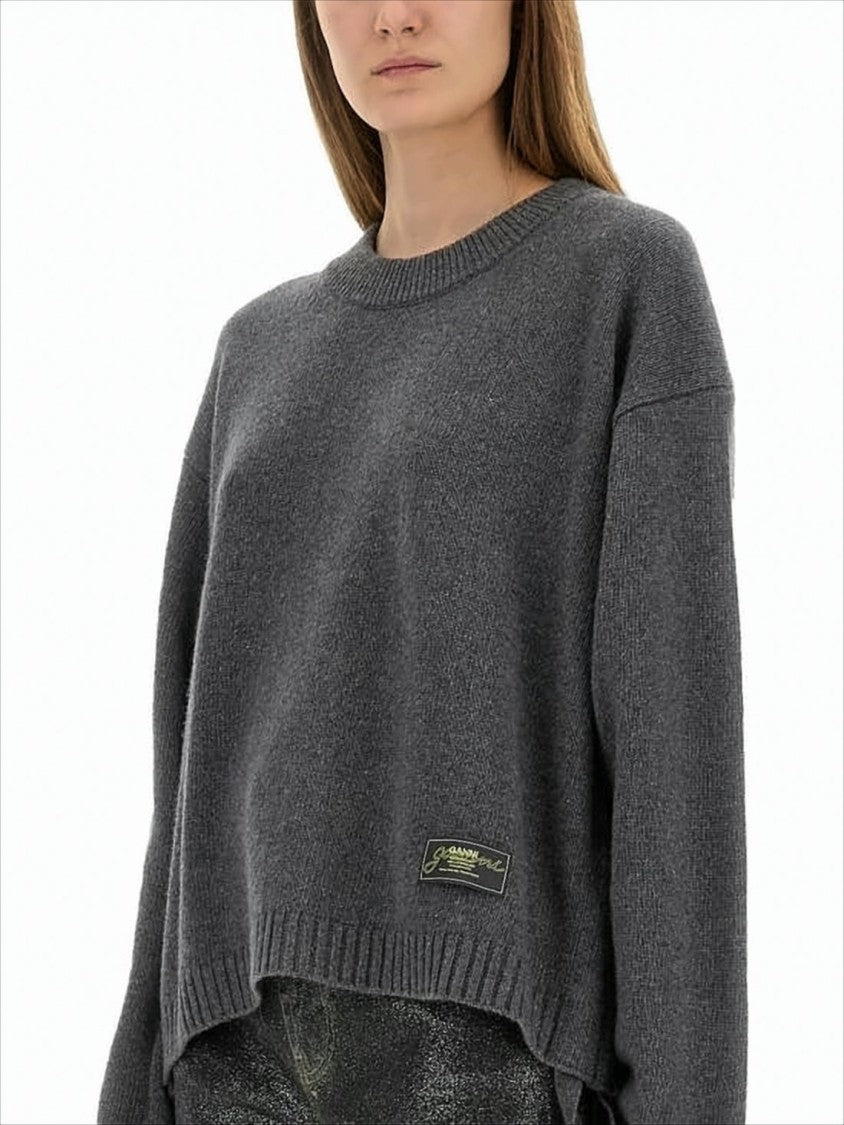 Ganni Loose-Fitting Long Sleeve Sweater With Textured Knit