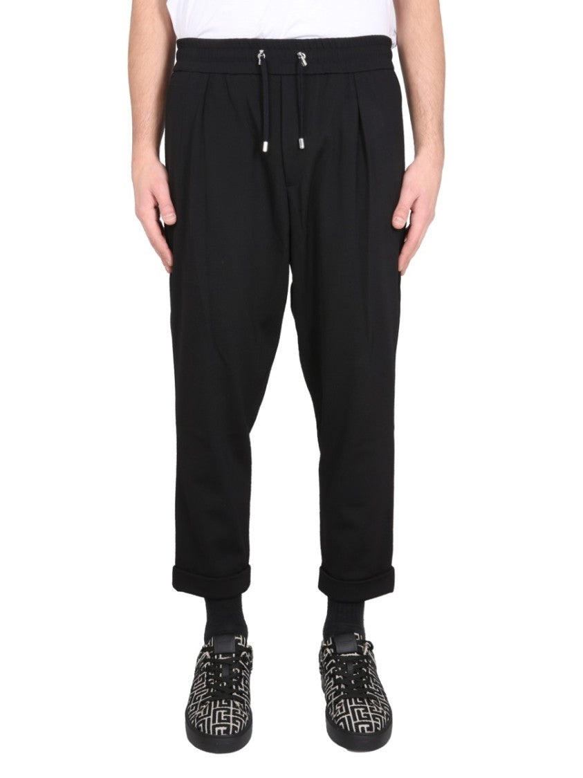 Balmain Relaxed Fit Black Wool Pants
