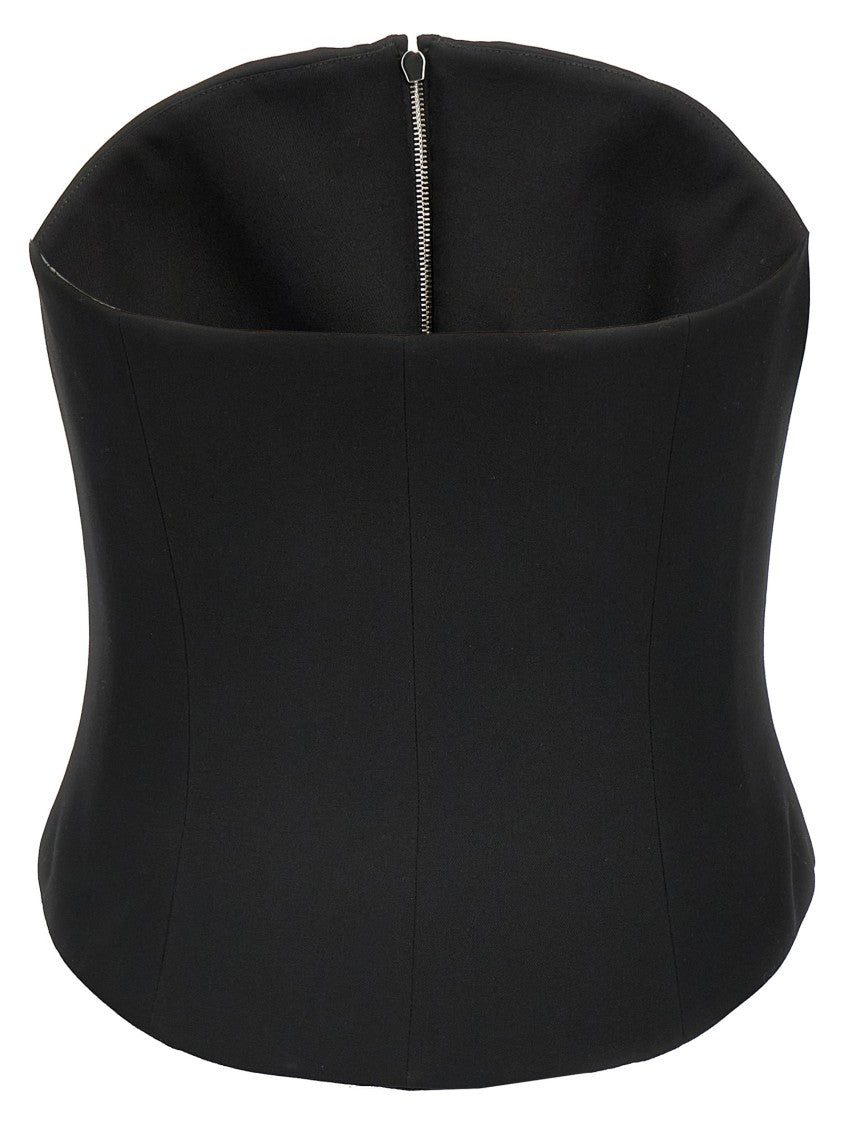 Mcqueen Asymmetrical Black Wool Corset Top