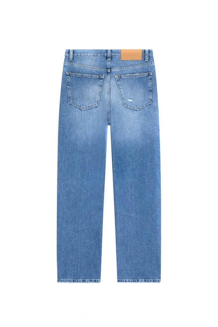 Dondup Blue Cotton Wide-Leg Jeans