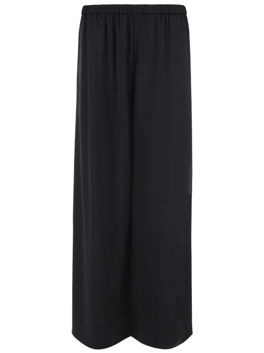 By Malene Birger Wide-Leg Cropped Pants With Elastic Waistband And Smooth Finish