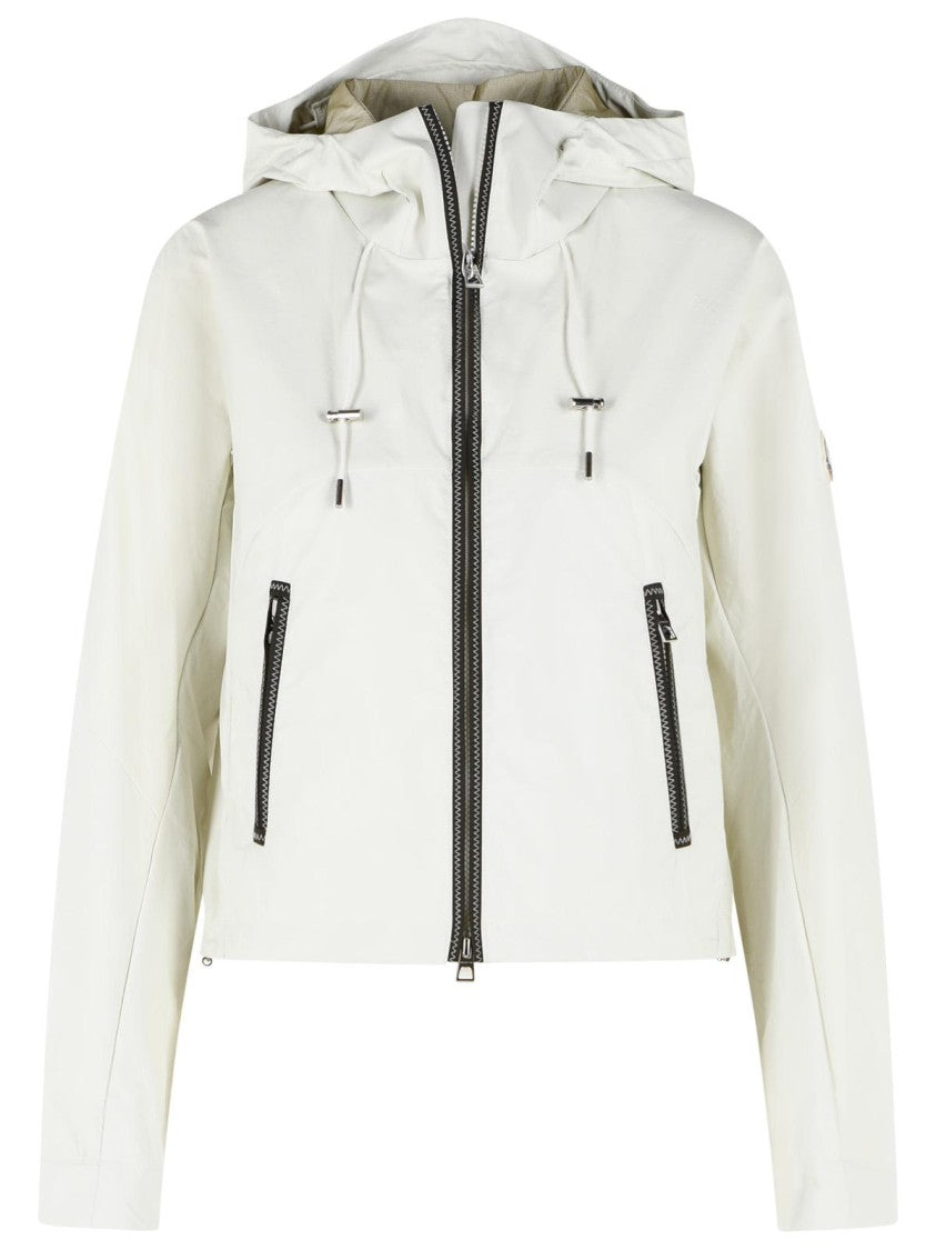 Moncler 'Lasanca' Hooded Jacket In Ivory White Polyamide