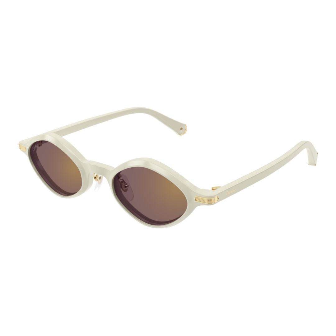 Cartier Oval Off-White Recycled Acetate Sunglasses With Brown-Tinted Lenses