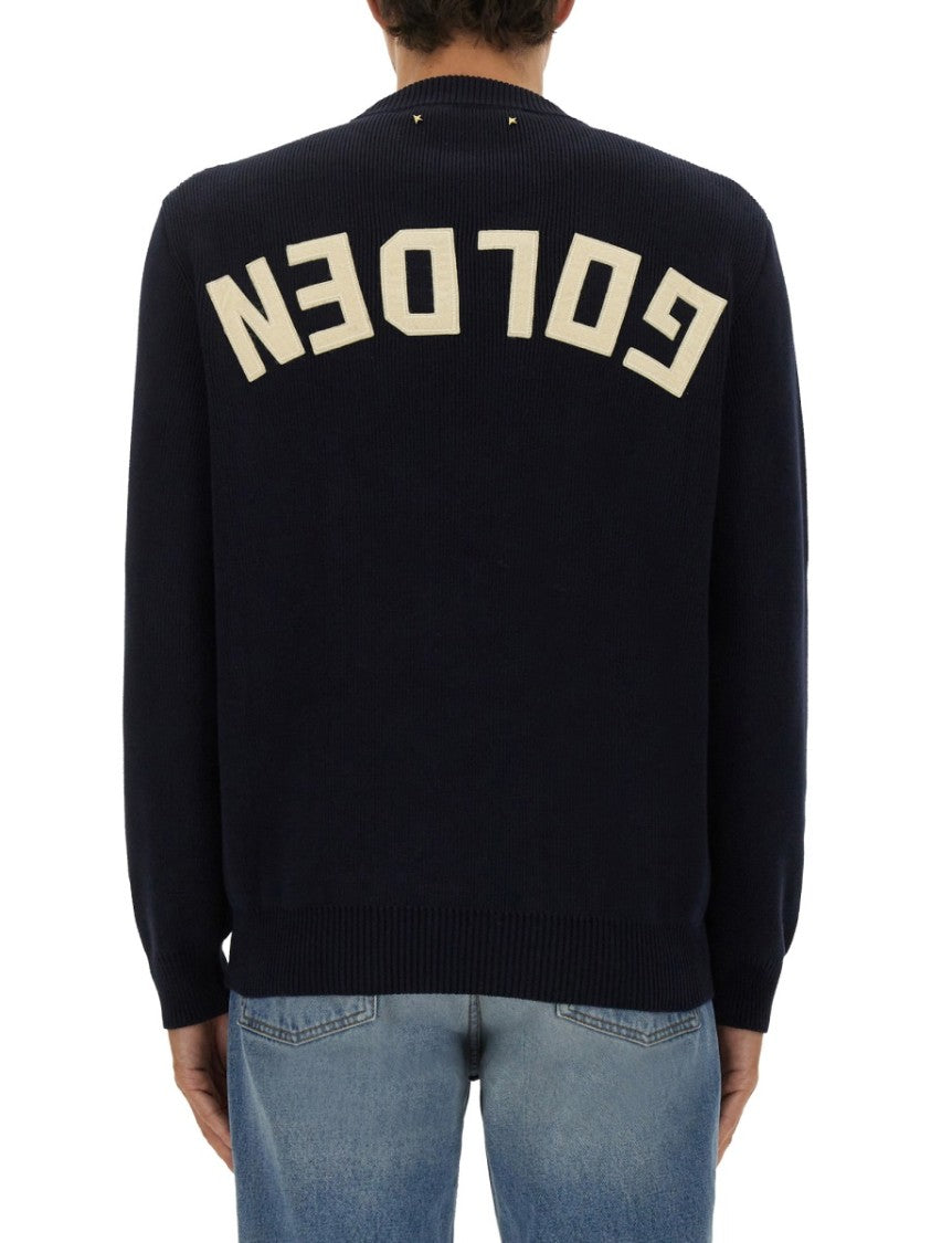 Golden Goose Relaxed-Fit Black Jersey With Bold Logo Accents