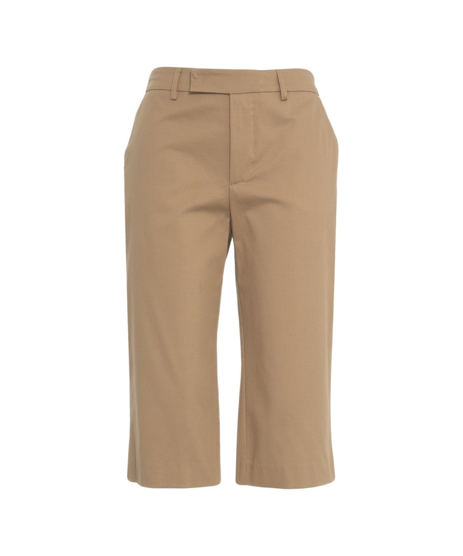 Gender Beige Cotton Capri Pants With Tailored Silhouette