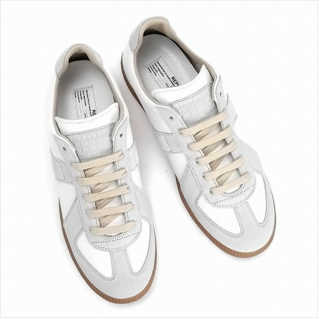 Maison Margiela Low-Top Leather Sneakers With Suede Panels And Gum Sole