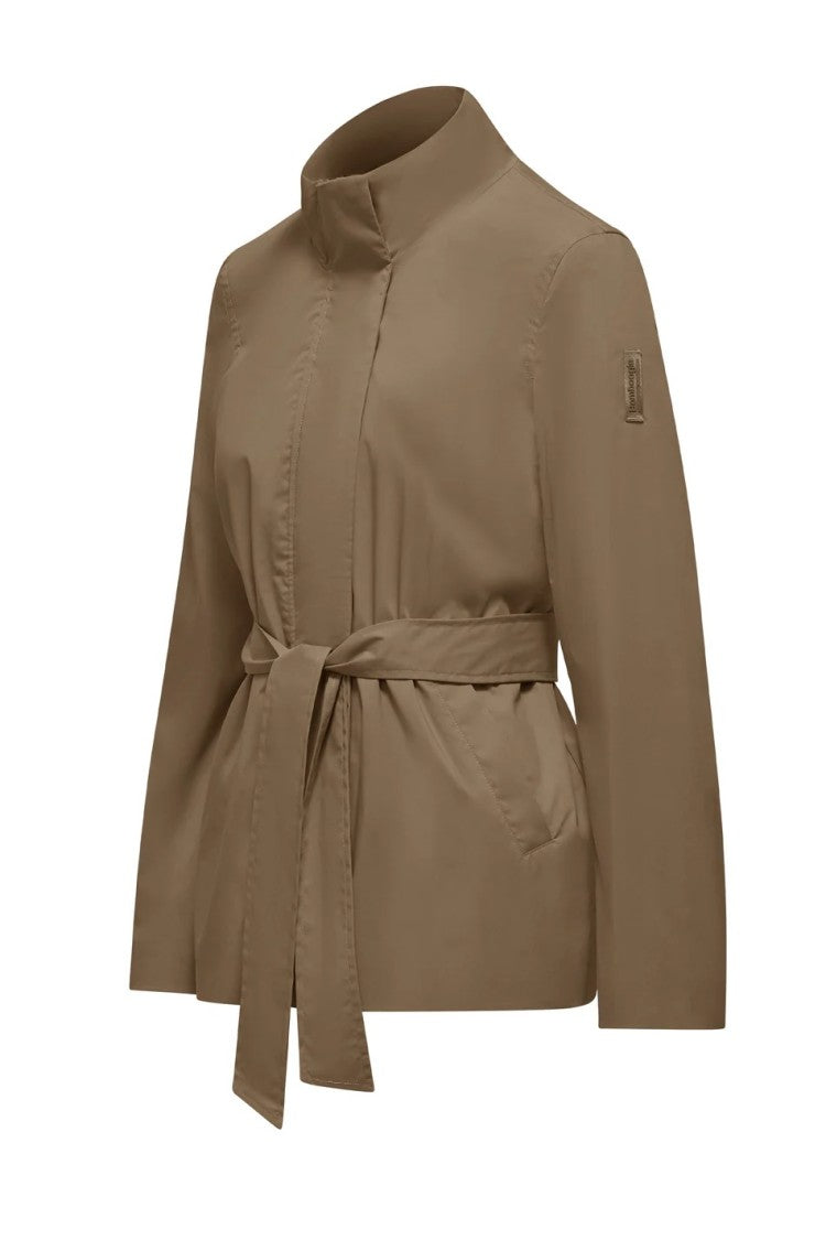 Bomboogie Short Stretch Cotton-Blend Trench Coat With Removable Belt
