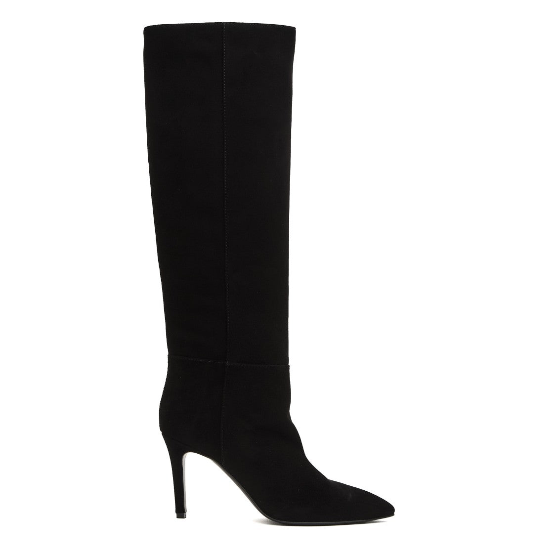 Via Roma 15 Black Suede Knee-High Boots With 90 Mm Stiletto Heel