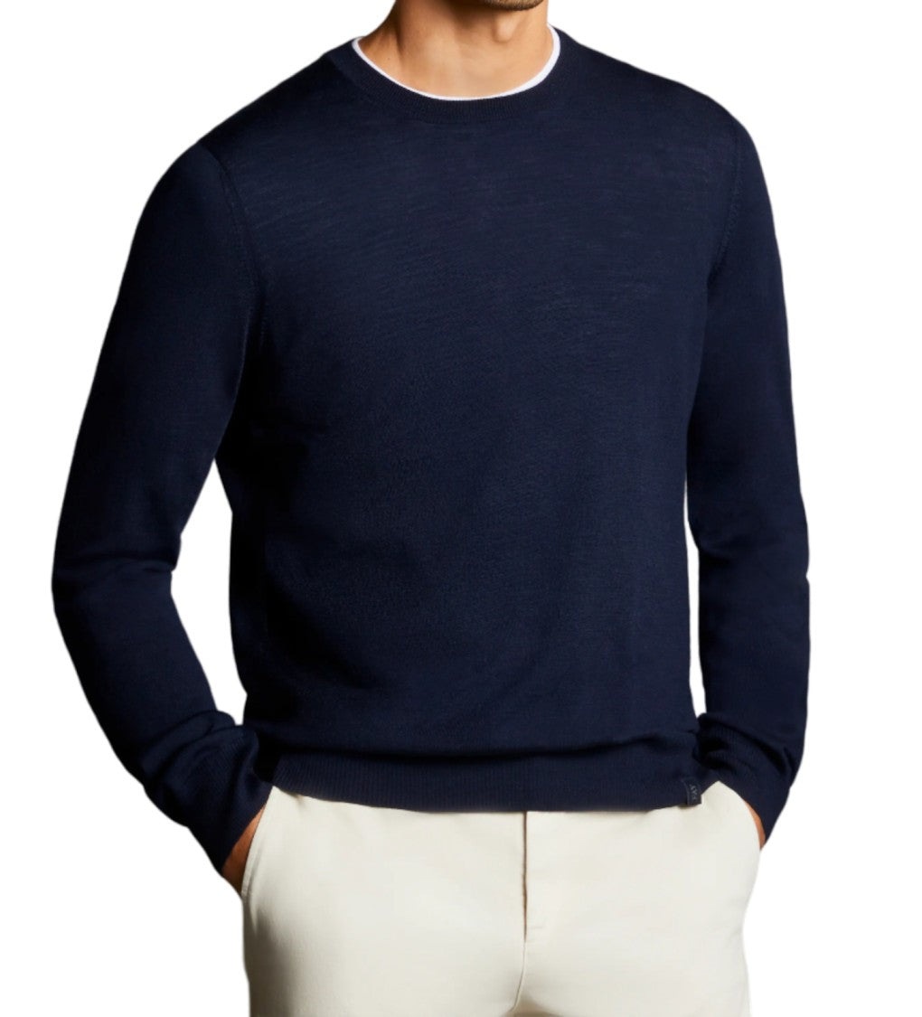 Fay Crew Neck Sweater In Deep Navy