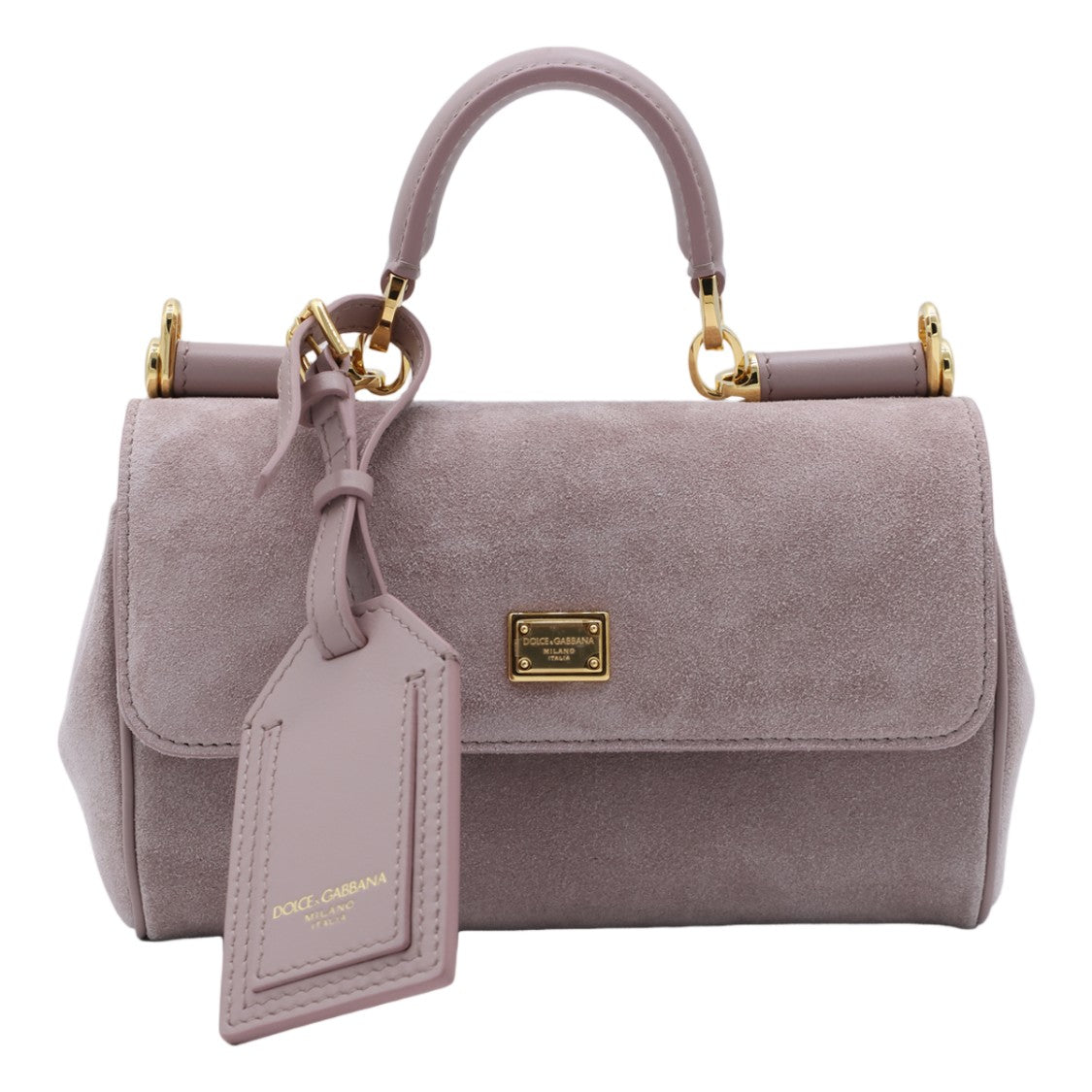 Dolce & Gabbana Structured Suede Handbag With Leather Accents And Gold Hardware