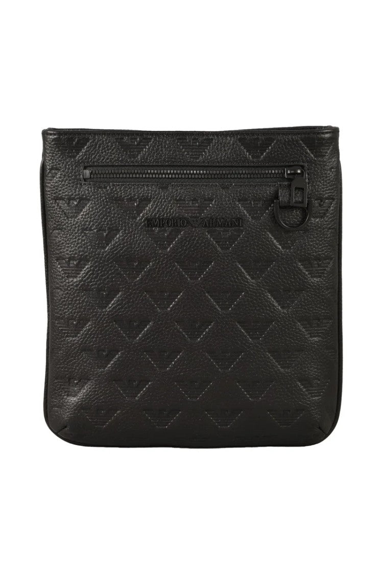 Emporio Armani Flat Crossbody Bag Leather - Black
