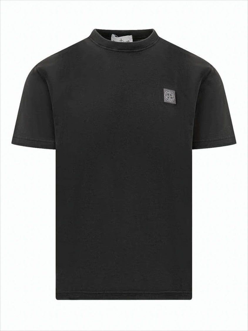 Stone Island Solid Black Short-Sleeved T-Shirt With Subtle Logo Detail