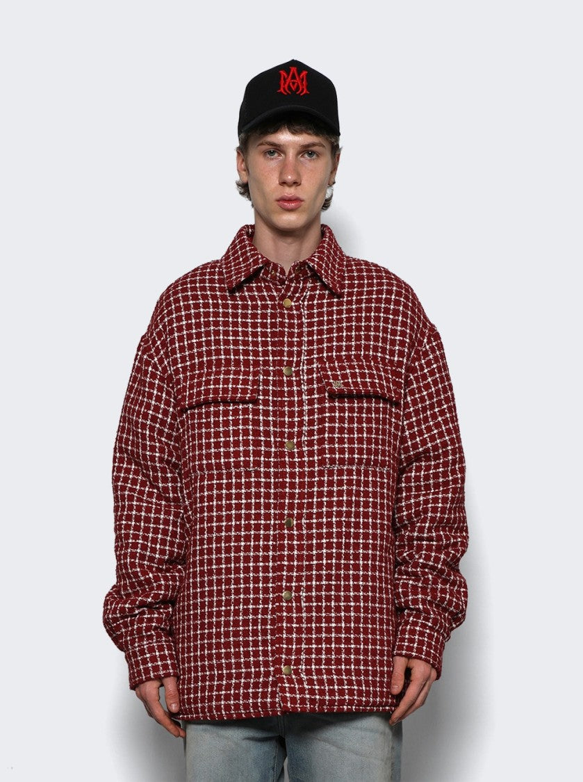 Amiri Boucle Padded Overshirt Deep Red