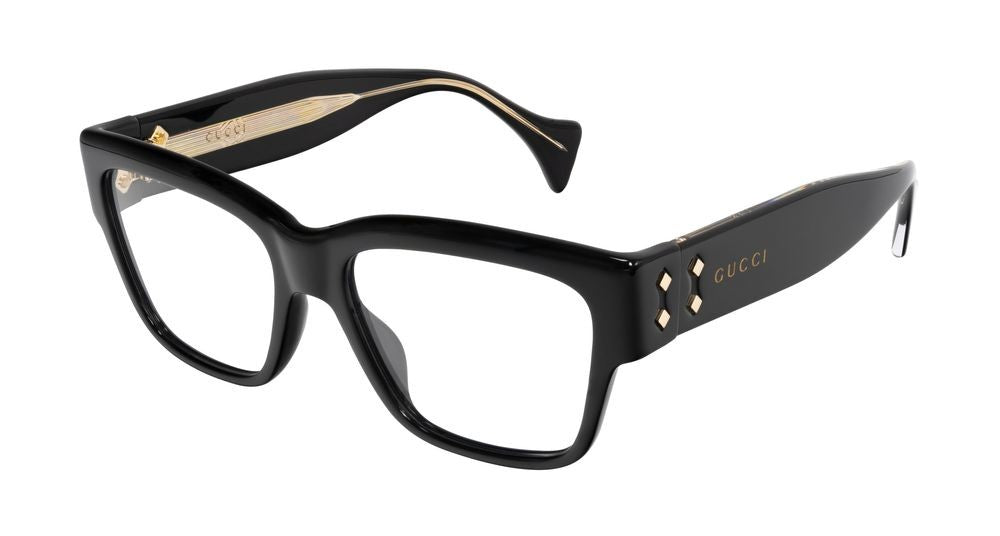 Gucci Black Gold Accents Oversized Square Eyeglasses