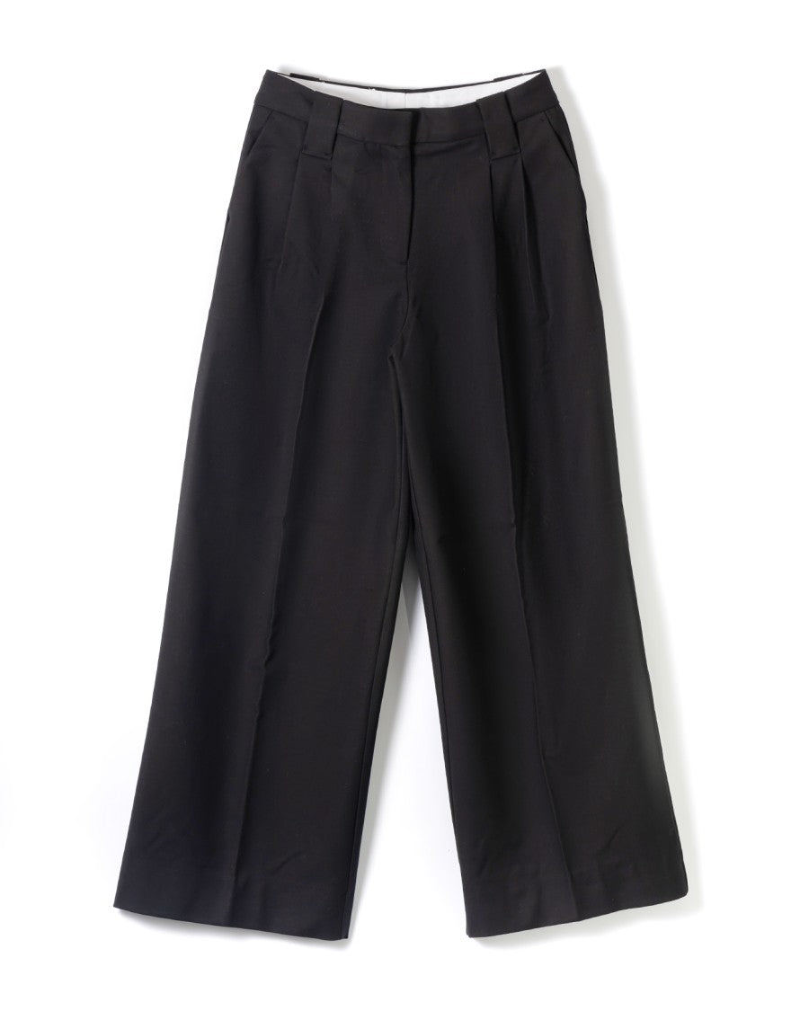 Ganni Mid Waist Black Cotton Trousers