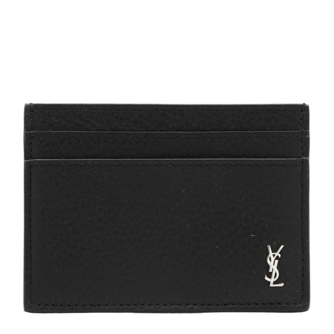 Saint Laurent Textured Black Cardholder Wallet With Subtle Logo