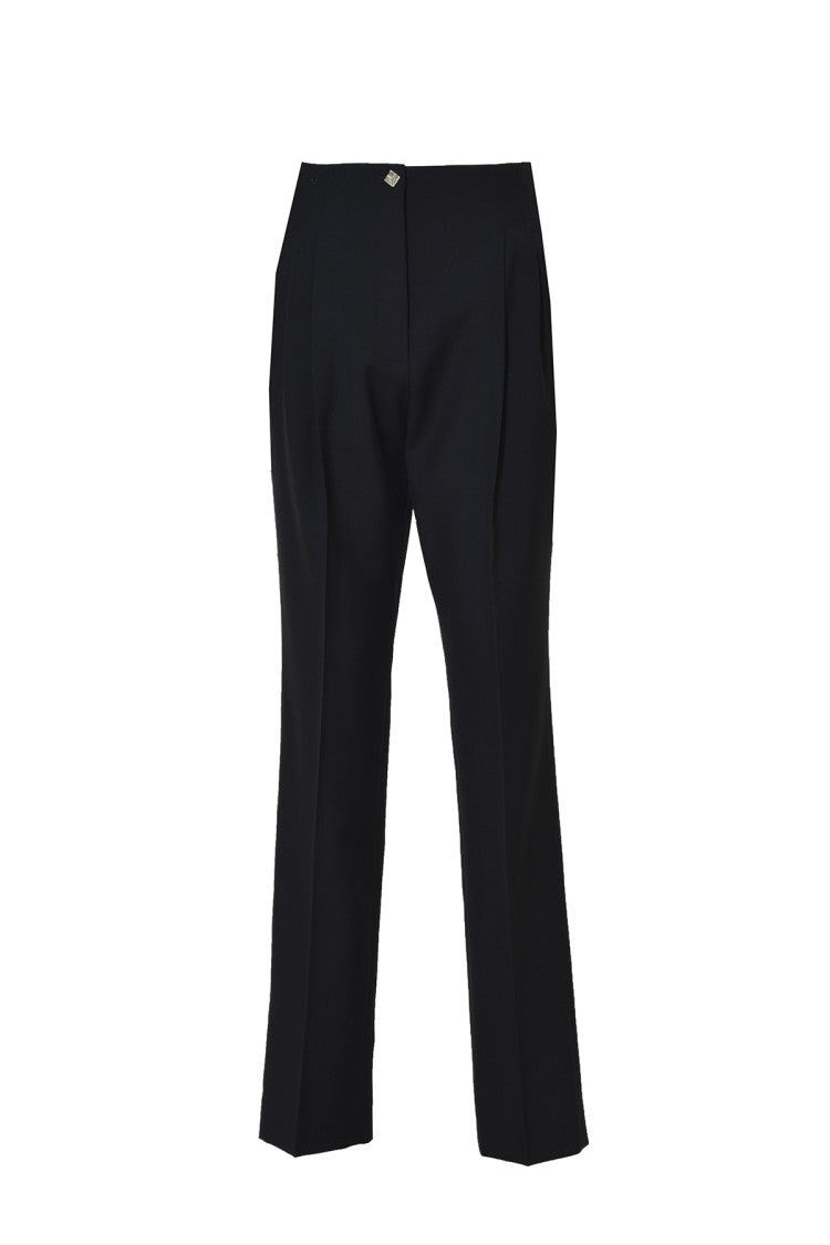 Rochas Tailored Black Trousers With High Waist And Subtle Pleats