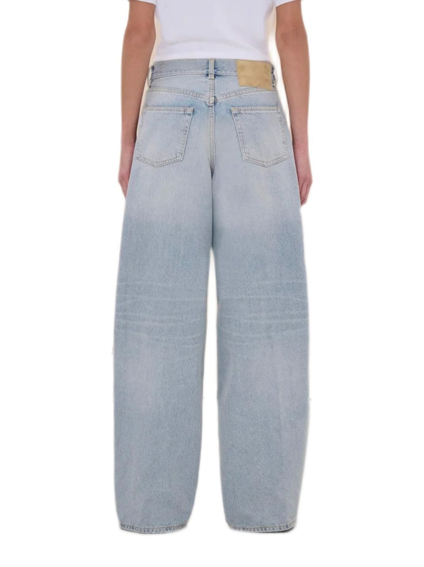 Haikure Light Blue Denim Jeans With Suede Logo Patch