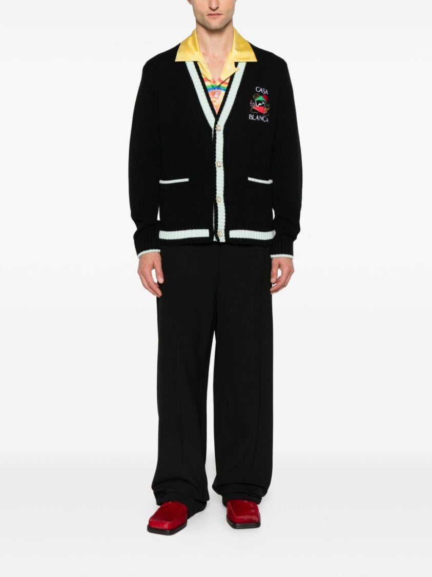 Casablanca Maglie Nero Cardigan With Contrasting Trim
