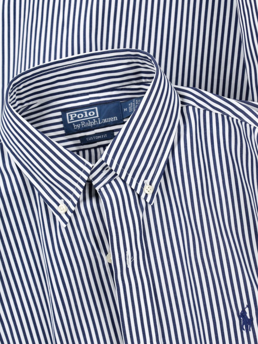 Polo Ralph Lauren Blue Vertical Stripe Cotton Button-Down Shirt