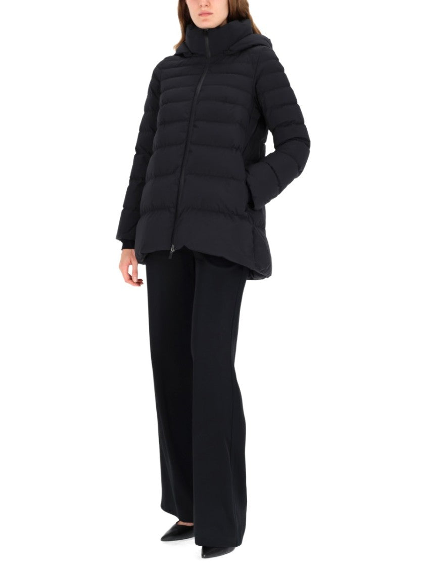 Herno Quilted Black Sports Jacket With High Collar And Hood