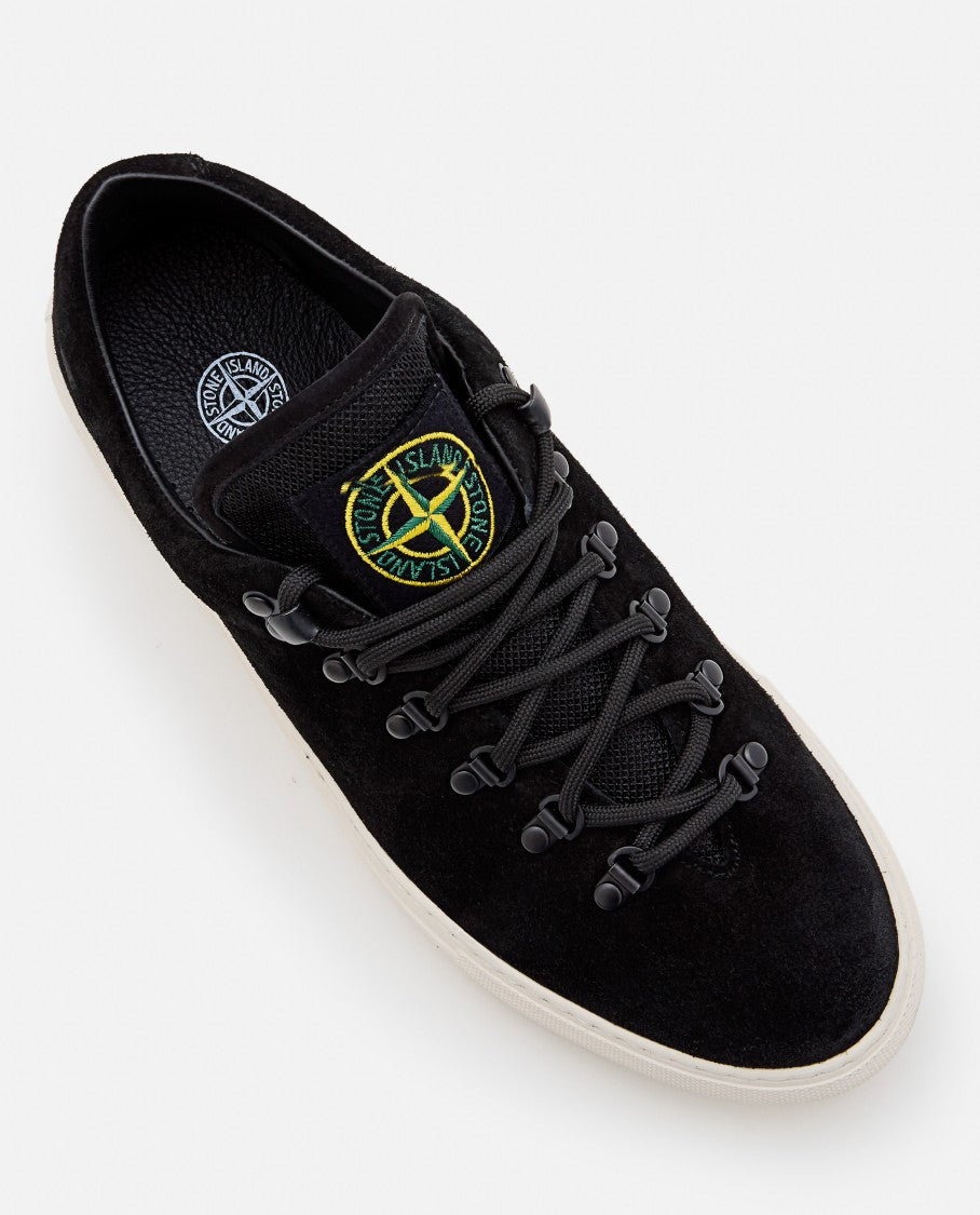 Stone Island Black Suede Sneakers With Lace-Up Closure