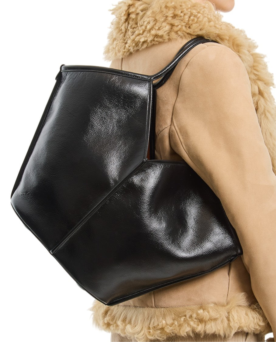 Hereu Geometric Silhouette Black Handbag