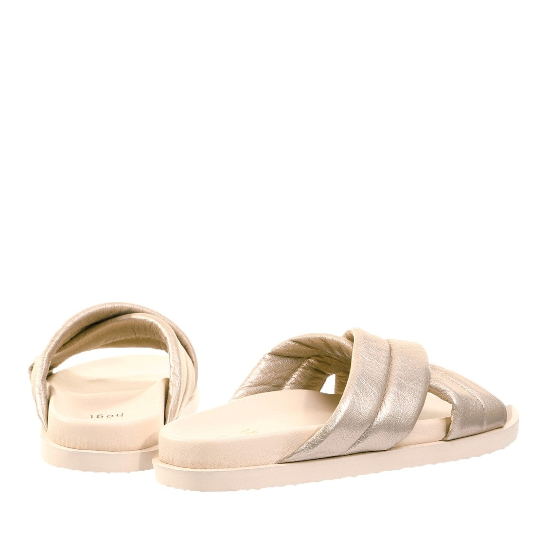 Högl Bronze Tessa Metallic Leather Wedge Slippers