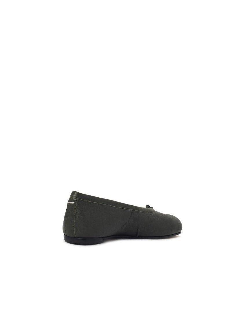 Maison Margiela 'Tabi' Green Leather Ballet Flats