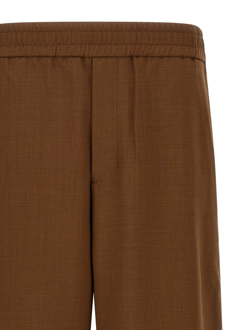 Ami Straight Wide-Leg Wool Pants