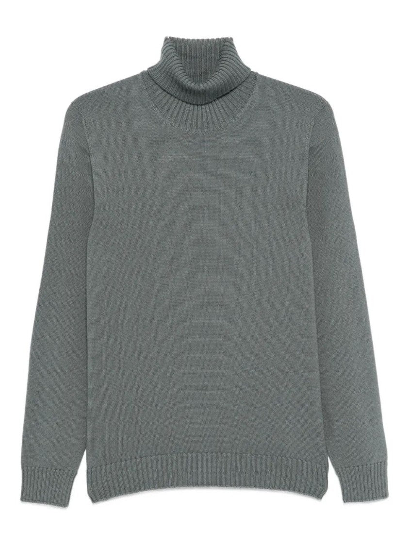 Drumohr Ribbed Collar Merino Wool Turtleneck Sweater