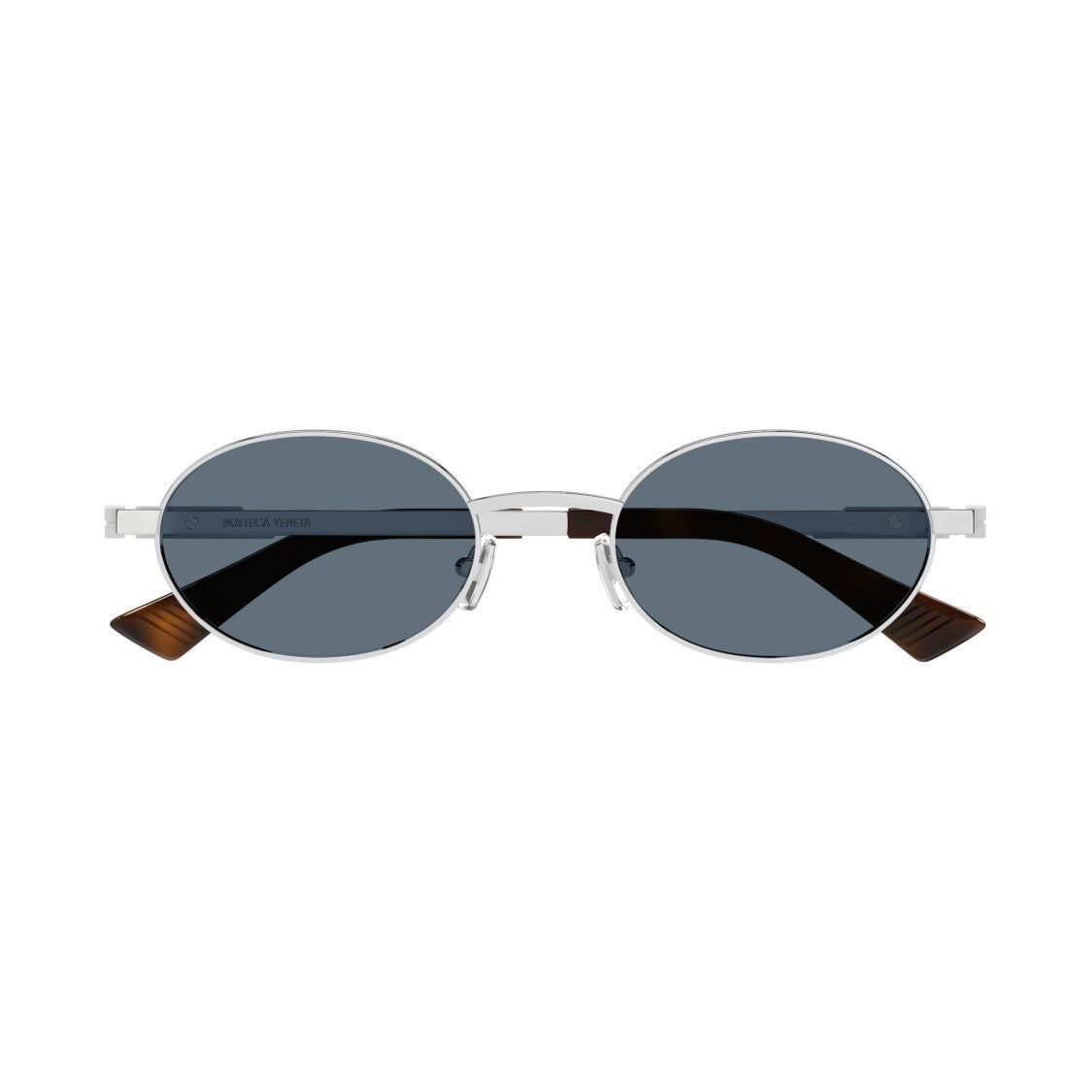 Bottega Veneta Oval Metal Frame Sunglasses With Dark Lenses And Elegant Temples
