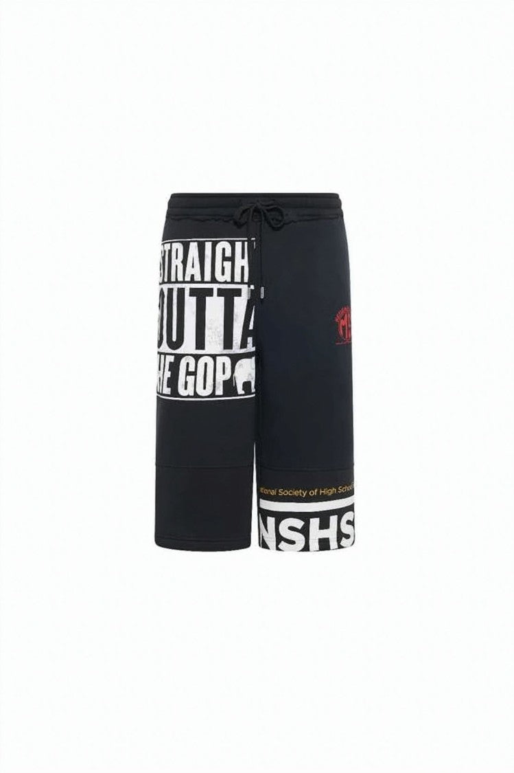 Marine Serre Patchwork Black Shorts With Drawstring Waistband