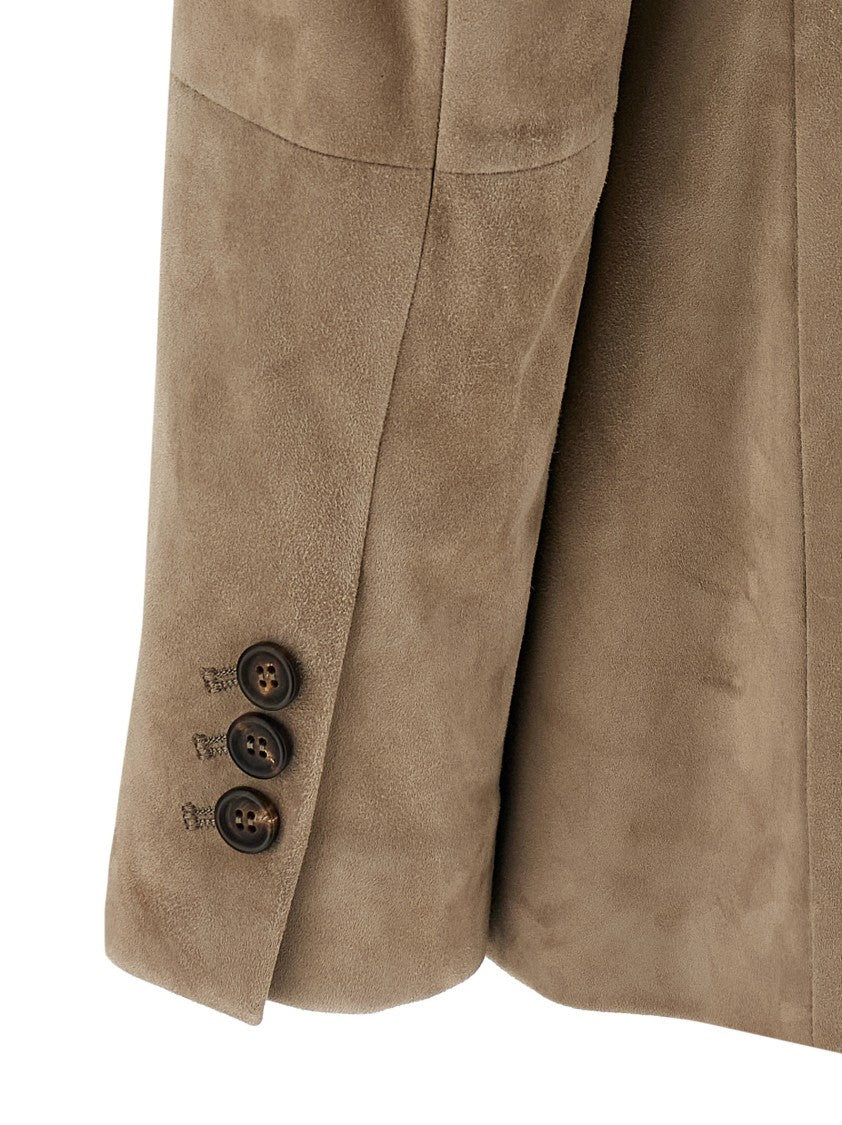Brunello Cucinelli Suede Blazer With Peak Lapel