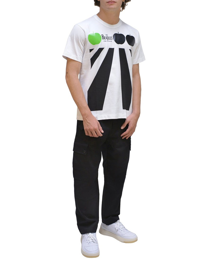 Comme Des Garçons White Graphic T-Shirt With Beatles-Inspired Design