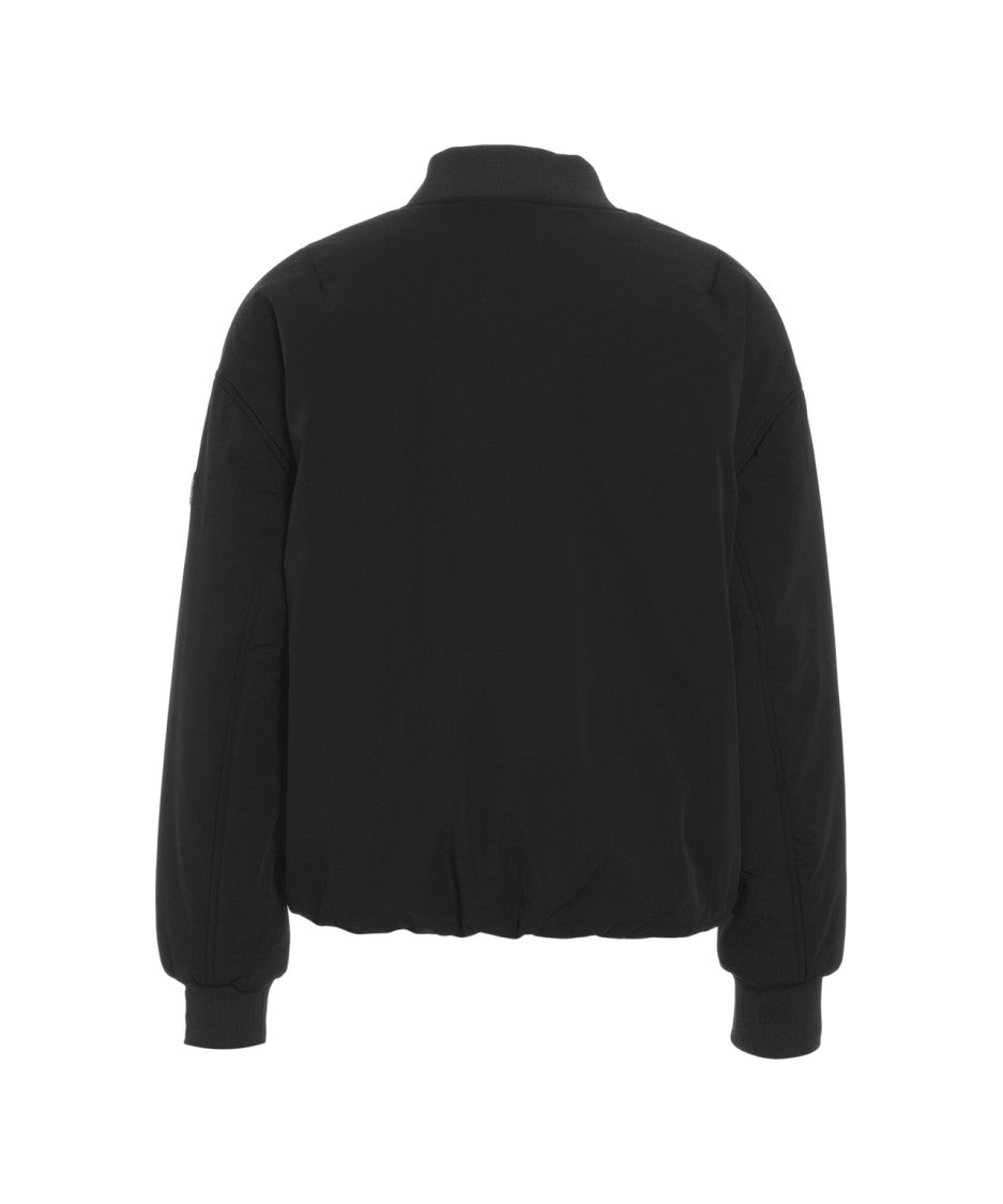 Alpha Tauri Black Bomber Jacket With Double Zipper And Ribbed Details