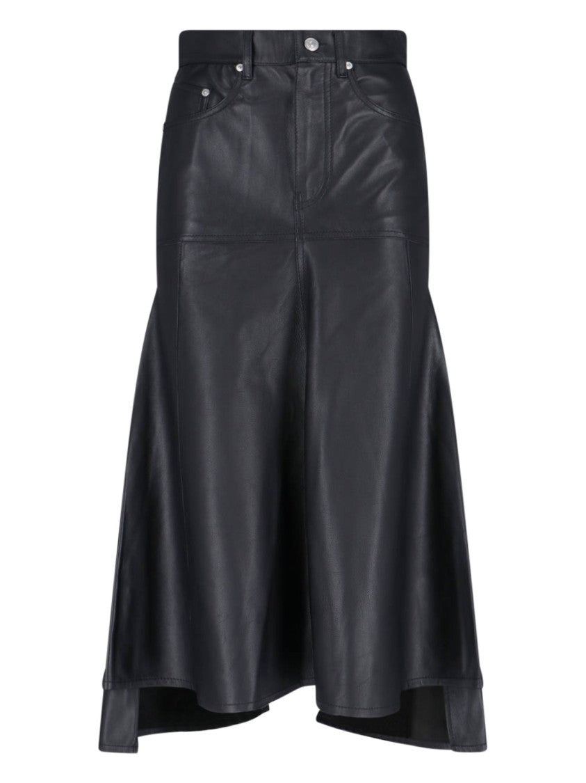 Victoria Beckham High-Waisted Leather Midi Skirt With Flared Design