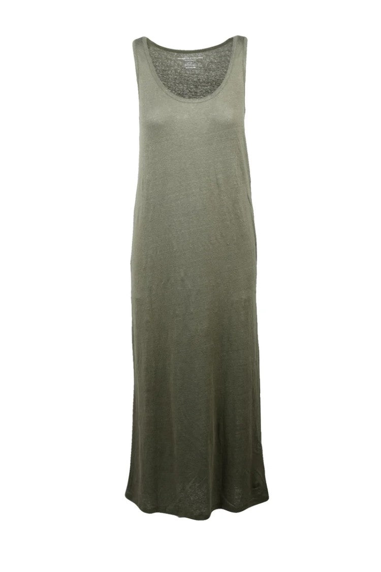 Majestic Filatures Military Green Linen Elastane Tank Dress
