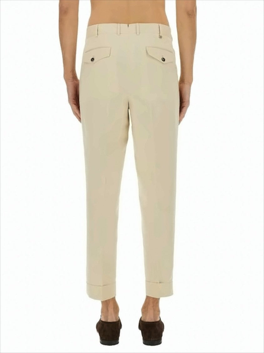 Pt Torino Tailored Fit Straight Pants With Pleated Front