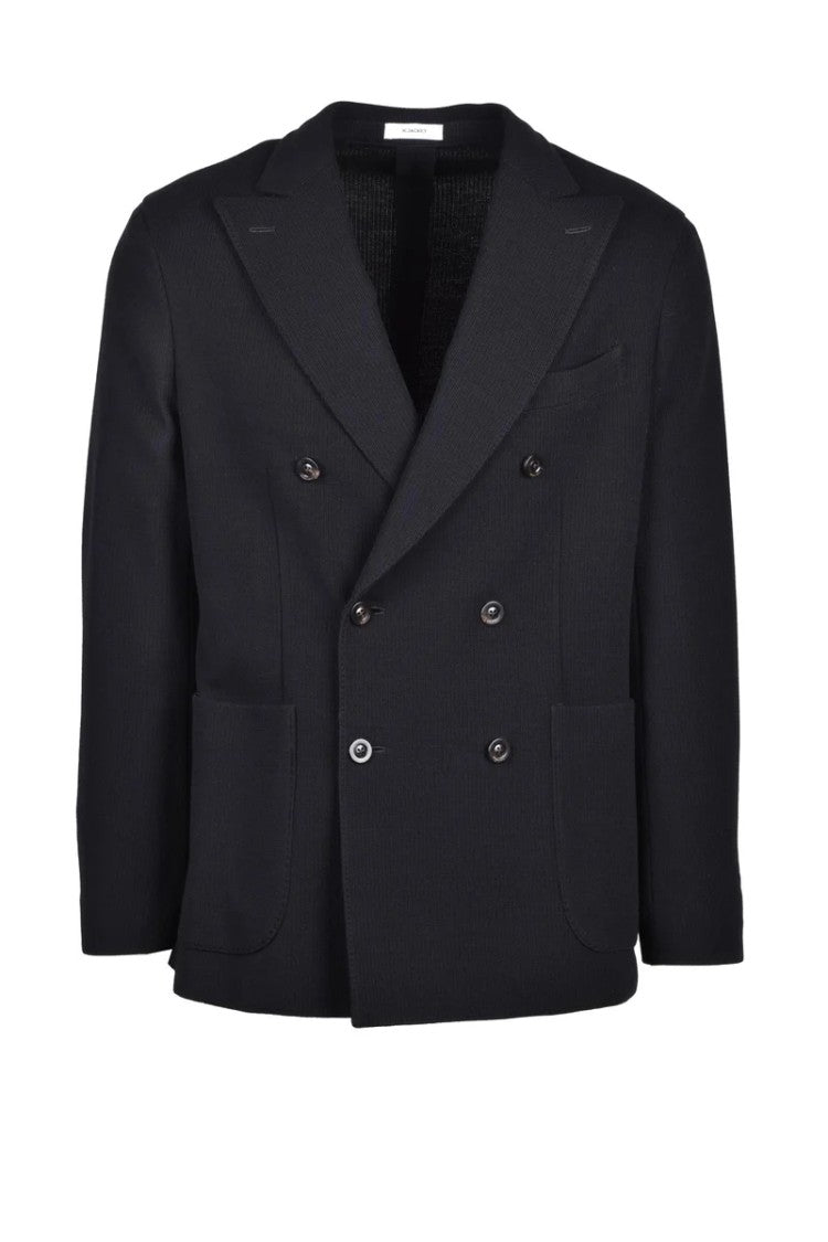Boglioli Double-Breasted Knit Blazer - Black