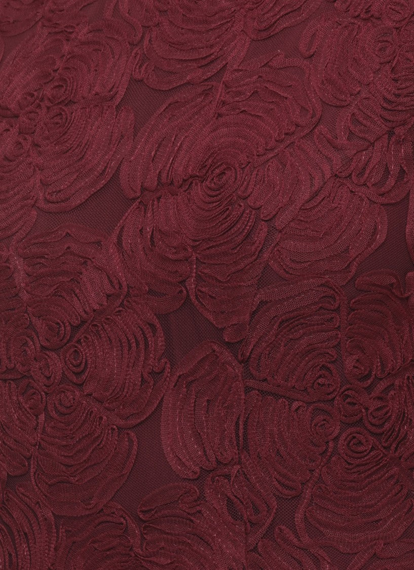 Rotate Burgundy Maxi Dress With All-Over Fabric Roses