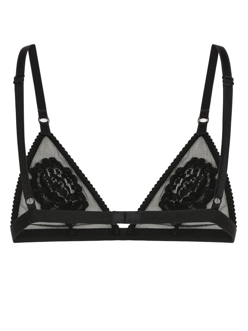 Dolce & Gabbana Black Soft Cup Triangle Floral Bra